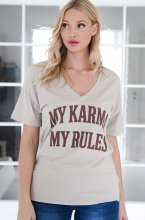Mixed Brands - Tshirt My Karma My rules 6072 - Beige