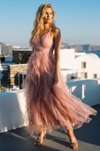 Mixed Dress - Tulle Maxi Dress 1870 - Pink