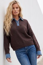 Mixed Brands - Sweater with denim H902 - Choco