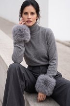 Mixed Brands - Faux Fur Wrist Warmers MZ04 - Grey