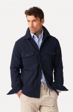 Less Worries - Woven Overshirt - Navy Pinstripe