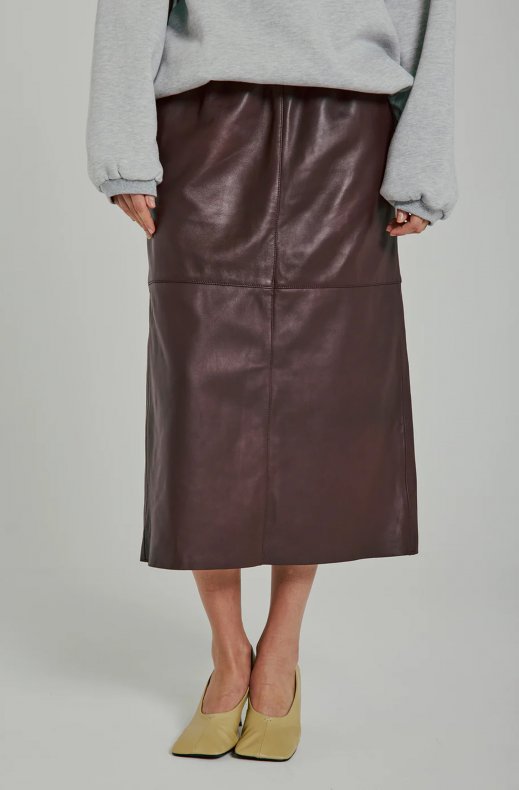 NORR - Shelby Midi Leather Shirt - Bordeaux