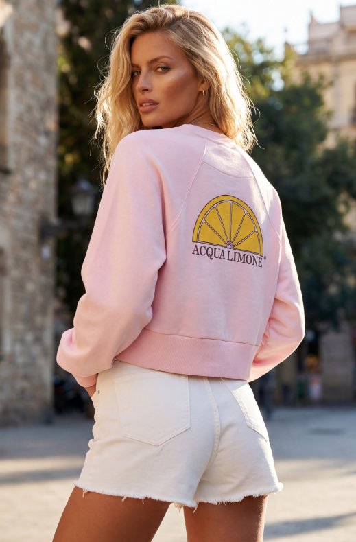 Acqua Limone - Cropped Ivy Sweater - Pale Pink