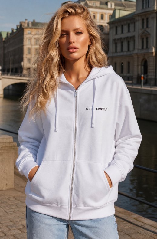 Acqua Limone - Washed Zip Hoodie - White