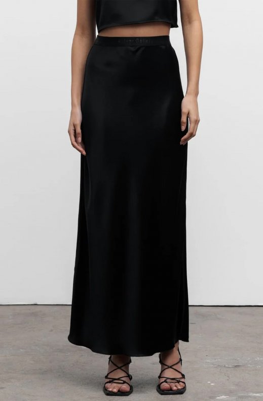 Ahlvar Gallery - Hana Long Logo Skirt Black