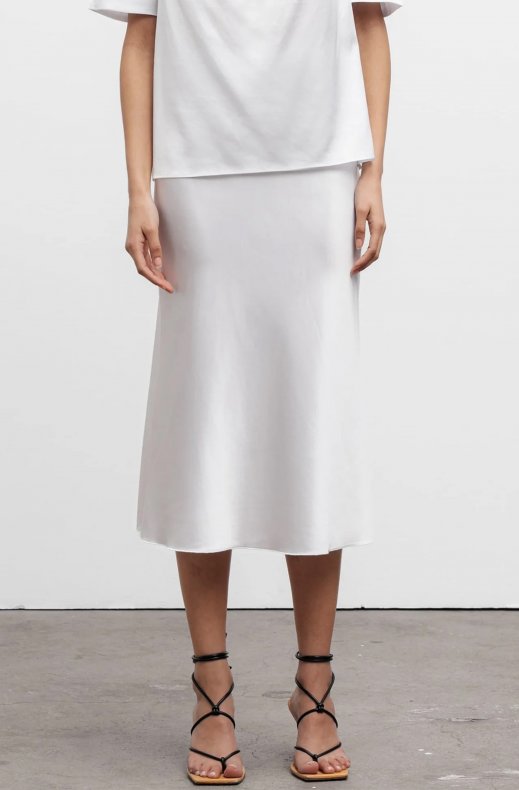 Ahlvar Gallery - Hana Silk Satin Skirt Optic White