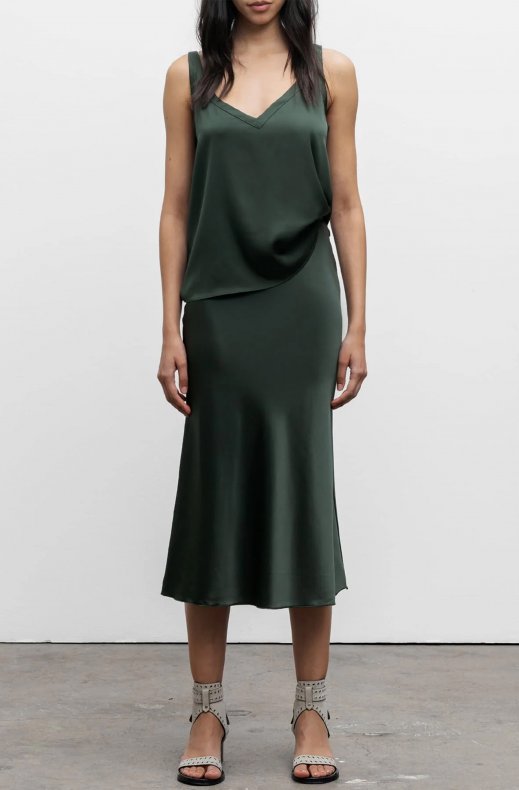 Ahlvar Gallery - Hana Satin Skirt - Army Green