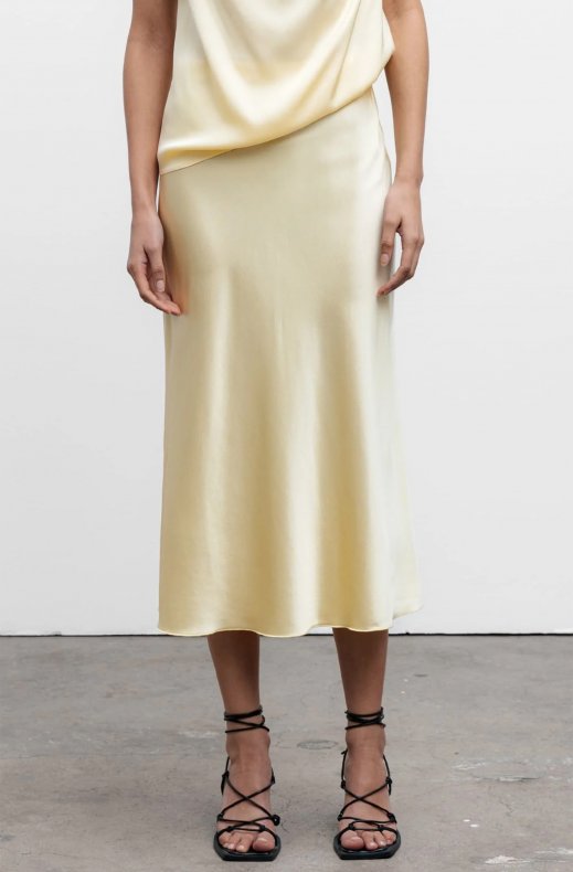 Ahlvar Gallery - Hana Silk Satin Skirt - Lemon