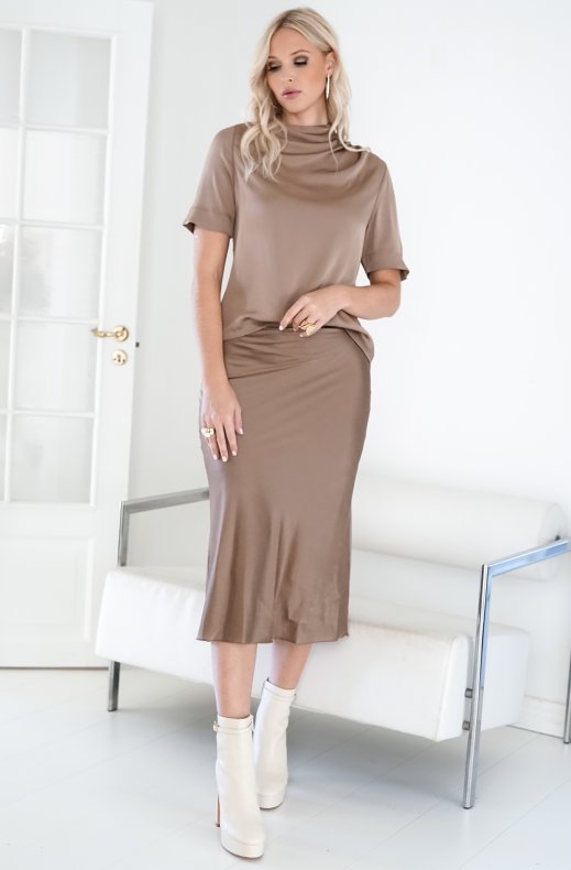 Ahlvar Gallery - Hana Satin Skirt Sand
