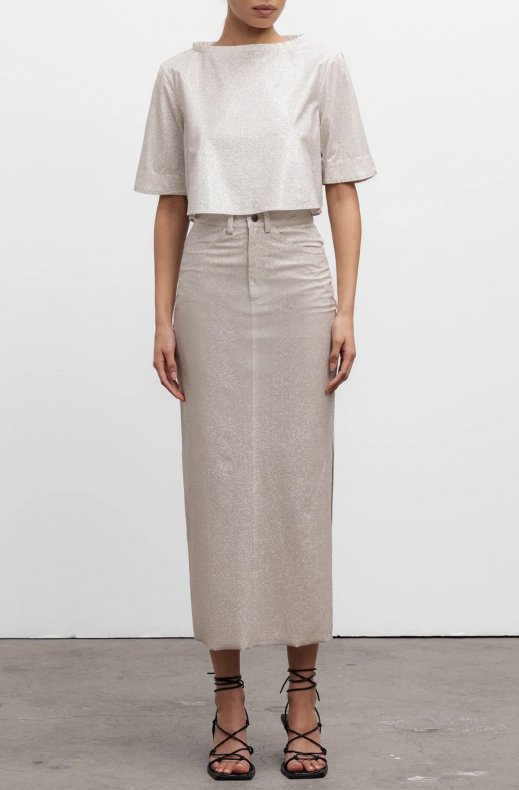Ahlvar Gallery - Mika Shimmer Skirt - Cream