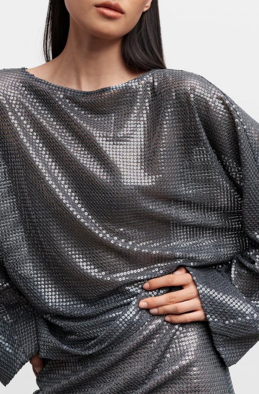 Ahlvar Gallery - Nina Sequin Blouse - Dark Grey