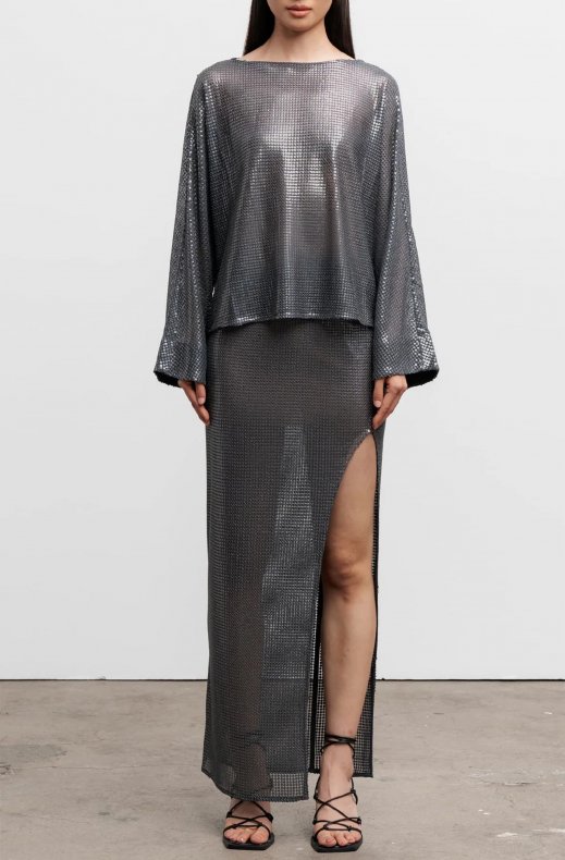 Ahlvar Gallery - Nina Sequin Blouse - Dark Grey