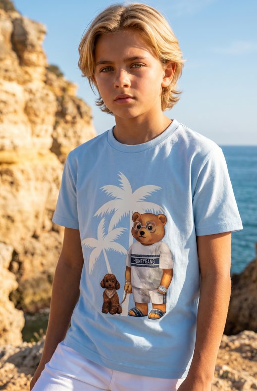 Baron Filou - Honeygang T-Shirt CLXV Palms - Light Blue