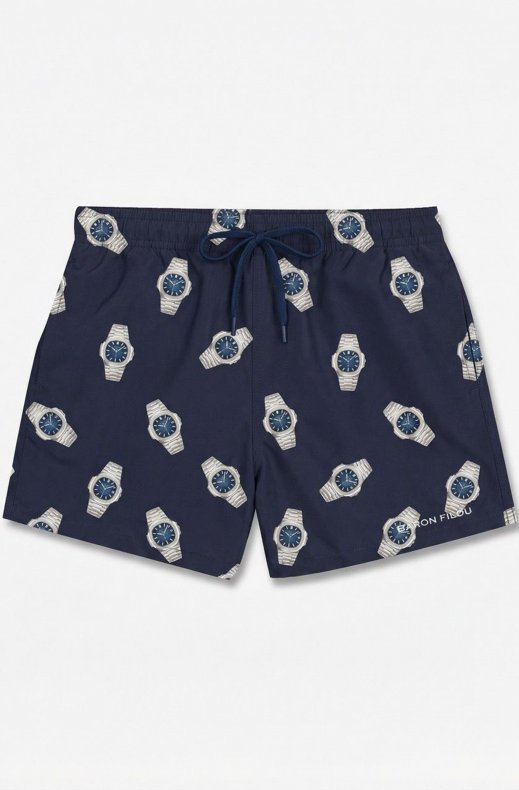 Baron Filou - Swim Shorts Allover Watches - Navy Blue