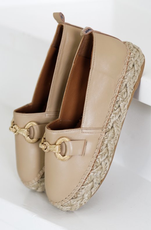 Billi Bi - Espadrille med Guldspänne A4404 - Beige Nappa