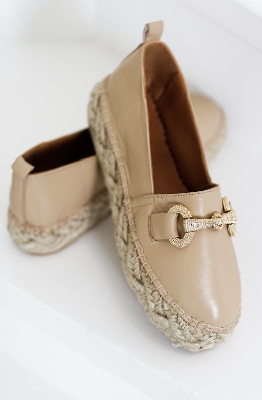 Billi Bi - Espadrille med Guldspänne A4404 - Beige Nappa