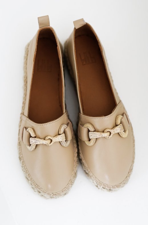 Billi Bi - Espadrille med Guldspänne A4404 - Beige Nappa