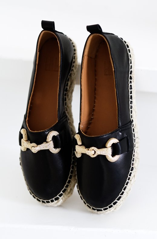 Billi Bi - Espadrille med Guldspånne A4404 - Black Nappa