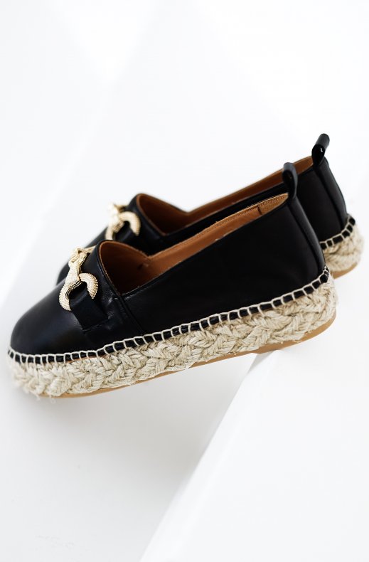 Billi Bi - Espadrille med Guldspånne A4404 - Black Nappa