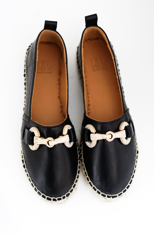 Billi Bi - Espadrille med Guldspånne A4404 - Black Nappa
