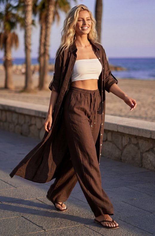 Blond Hour - Como Linen Pant - Choco