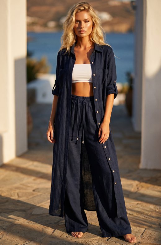 Blond Hour - Como Linen Pant - Navy