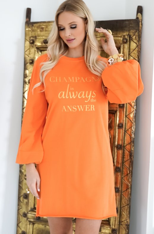 Blond Hour - Champagne Sweatshirt Dress - Orange