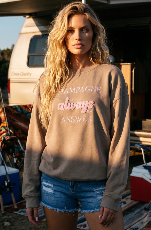 Blond Hour - Champagne is always the answer Sweater - Choco Pink