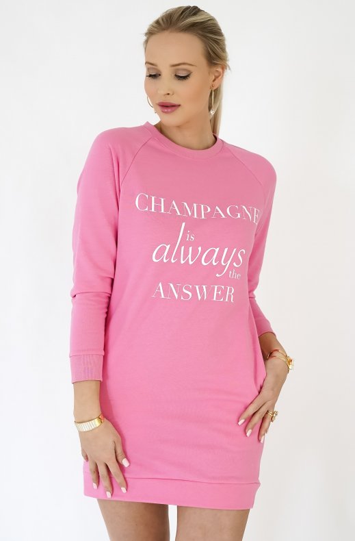 Blond Hour - Champagne Sweatshirt Dress - Pink