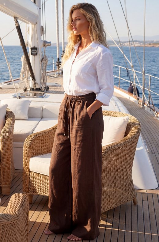 Blond Hour - Como Linen Pant - Choco