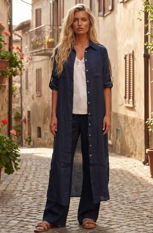 Blond Hour - Como Linen Pant - Navy