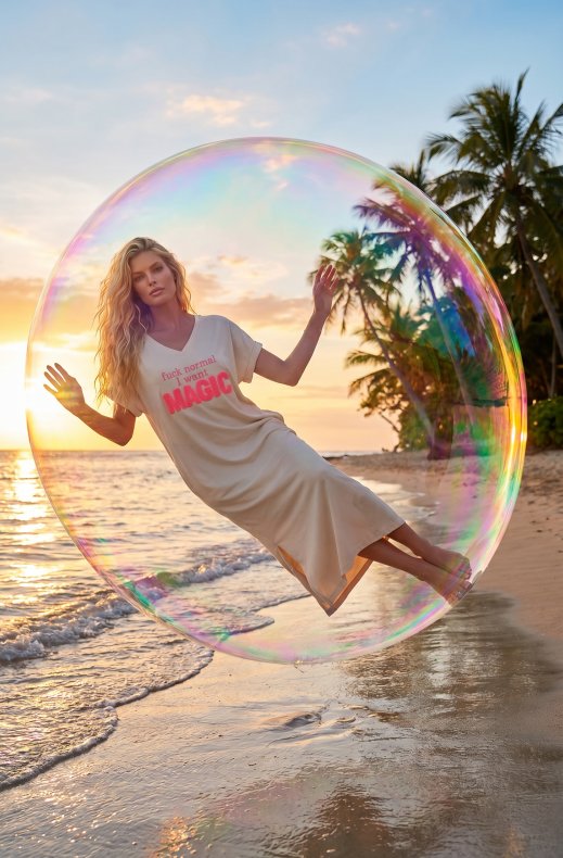 Blond Hour - Tshirt Dress I Want Magic - Beige