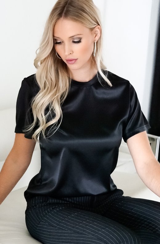 Blond Hour - Perfect Shiny Roundneck Top - Black