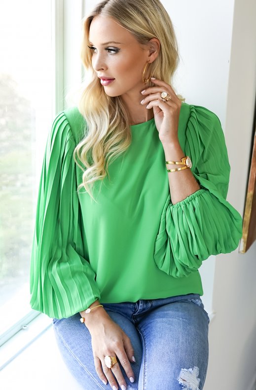 Blond Hour - Riviera Blouse - Vibrant Green