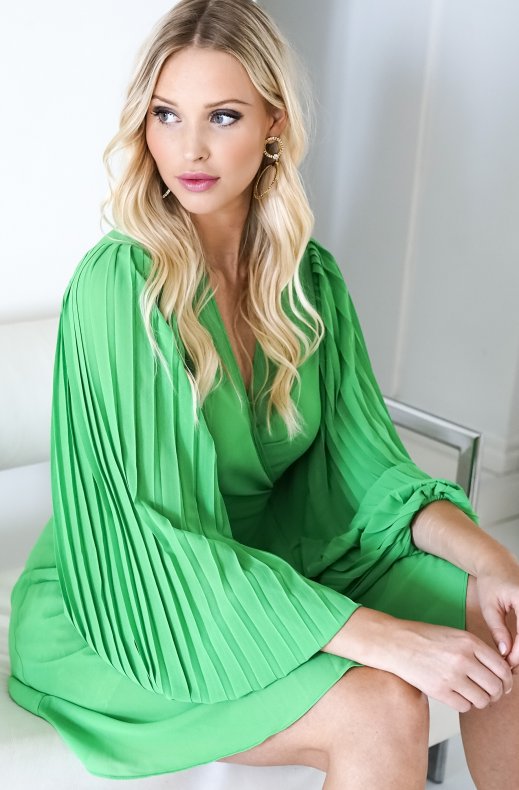 Blond Hour - Riviera Short Wrap Dress - Vibrant Green