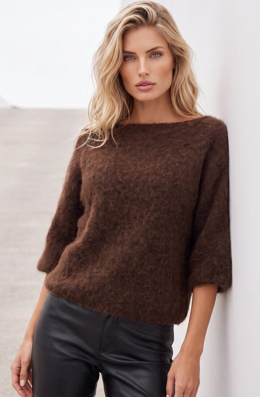 Blond Hour - Sorrento Boatneck Sweater - Brown