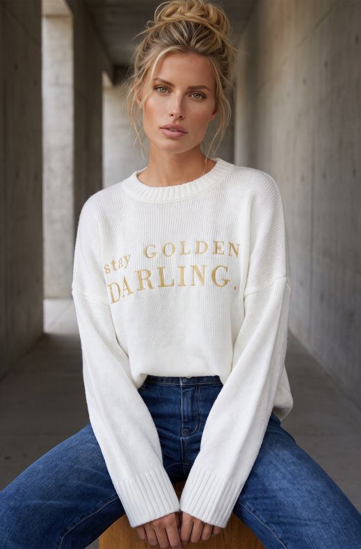 Carola X Blond Hour - Stay Golden Darling Knitted Sweater - Offwhite
