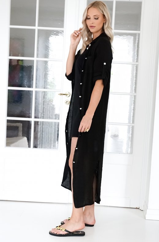 Blond Hour - Time Linen Shirt Dress Black