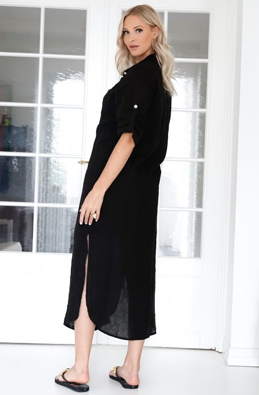 Blond Hour - Time Linen Shirt Dress Black