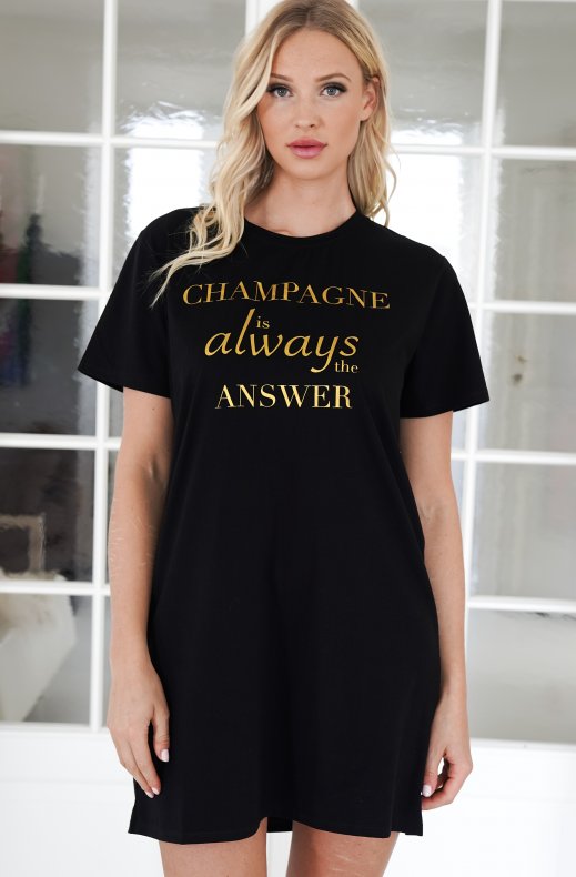 Blond Hour - Champagne t-shirt Dress - Black Gold