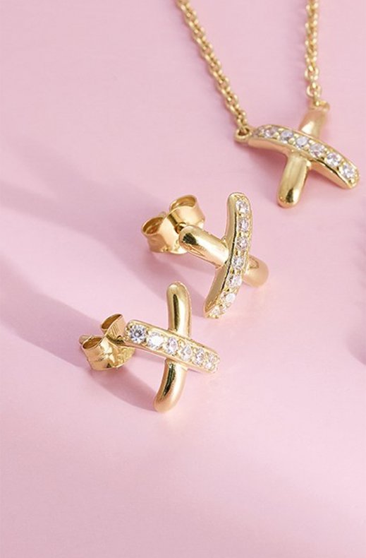 Carolina Gynning Jewelry - Cross My Heart Earrings Goldplated