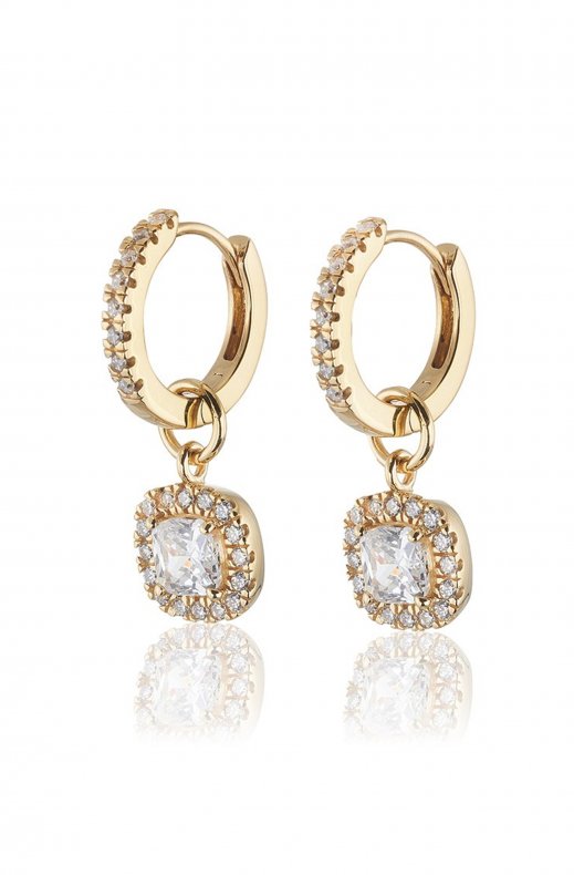 Carolina Gynning Jewelry - Glamorous Creol Earrings Goldplated Clear