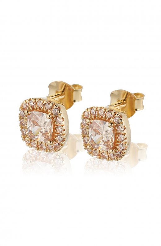 Carolina Gynning Jewelry - Glamorous Stud Earrings Goldplated Champagne