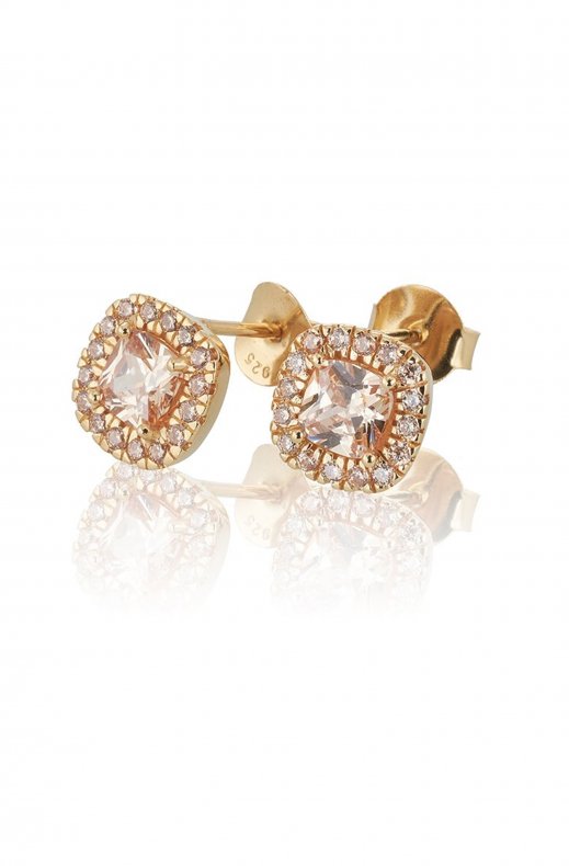 Carolina Gynning Jewelry - Glamorous Stud Earrings Goldplated Champagne