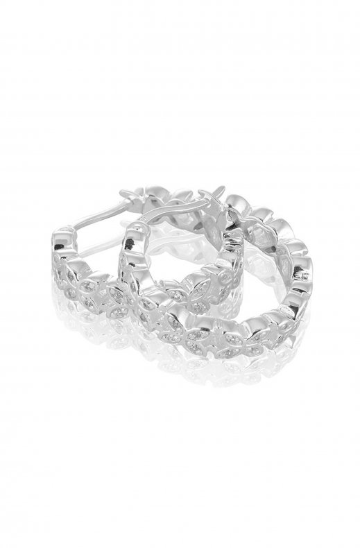 Carolina Gynning Jewelry - Sparkling Ellipse Mini Creol Earrings L Silver