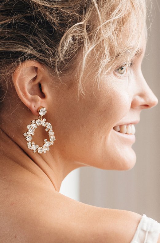 Caroline Svedbom Bridal - Circle of Love Earring - Gold Crystal