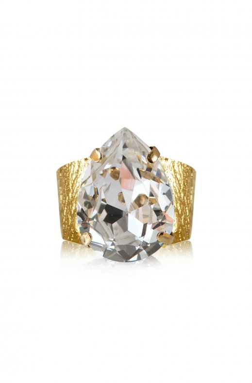 Caroline Svedbom - Classic drop ring gold crystal