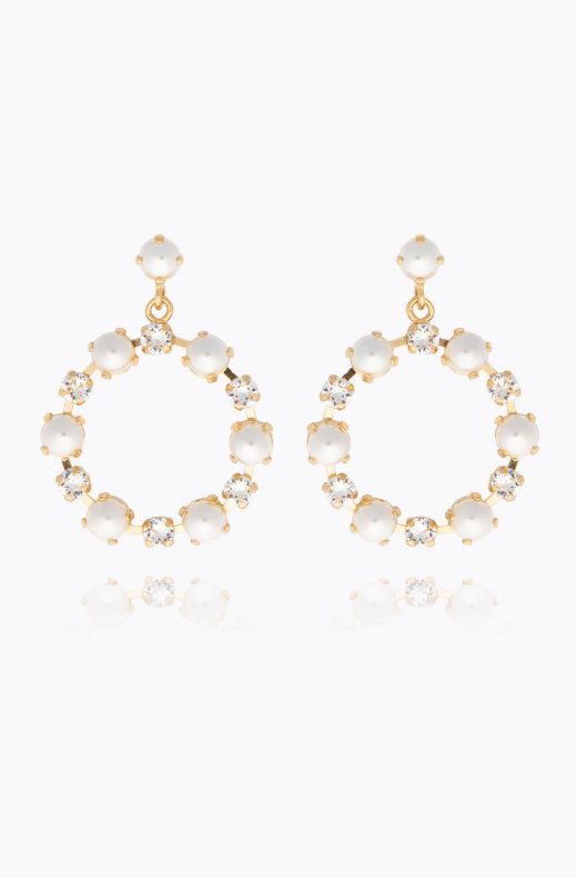 Caroline Svedbom Bridal - Eternity Earrings - Gold Pearl Crystal