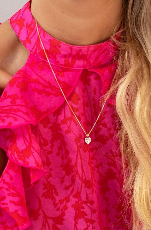 Caroline Svedbom - heart necklace gold crystal