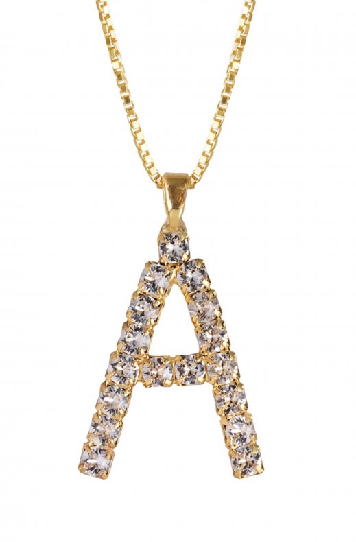 Caroline Svedbom - Letter Necklace A - Gold Crystal